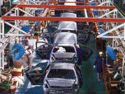 One view of vehicle assembly line at Dong Feng Nissan.