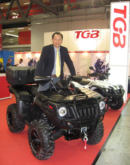 TGB president George Lin and his company`s latest 500cc utility ATV