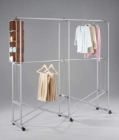 The wheeled foldable clothes rack from Sam Yi is highly portable as well as easily collapsible.