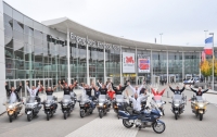 The north entrance of the 2010 INTERMOT Cologne, one of the world's largest motorcycle, scooter, and bicycle trade fairs.