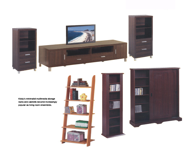 Kiddy`s minimalist multimedia storage racks and cabinets become increasingly  popular as living room ensembles.