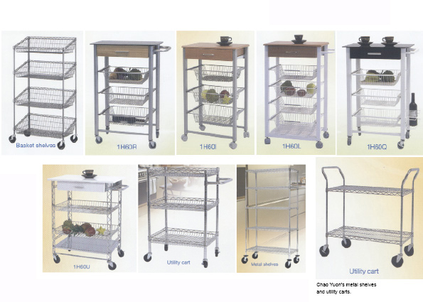 Chao Yuon`s metal shelves and utility carts.