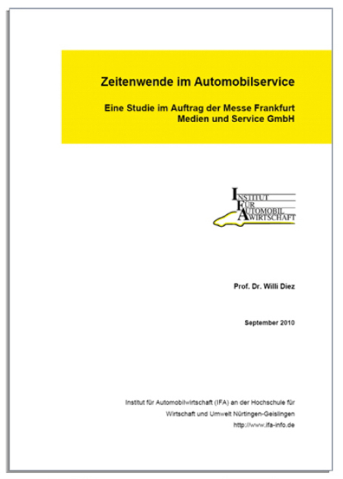 Prof. Willi Diez of the IFA presents the 90-page 2010 Automechanika Study. Caption 7: Antique and other show cars at the Agora outdoor area.