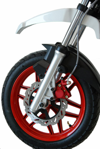 The e-bike`s high-grade brake and suspension systems.