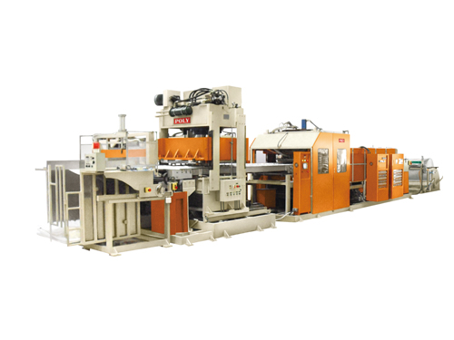 In-line die cutting forming machine for EPS (PSP), high performance and cost efficient solution, developed by Poly.