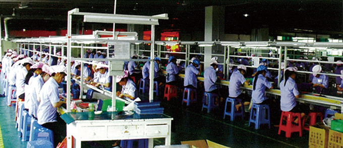 China’s stimulus policies are expected to create a lucrative market for the LED lighting industry. Pictured here are the assembly lines of a Chinese LED manufacturer. 