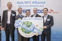 Asia NFC Alliance representatives from GSMA, KDDI, Chunghwa, HKT, and SK Planet (from left to right). 