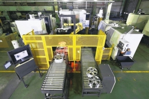 远东机械集团WVL-F24自动化铝轮圈生产线。 远东机械集团／提供
