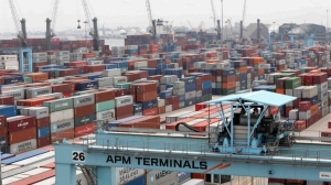 APM碼頭公司（APM Terminals）貨櫃碼頭。 路透
