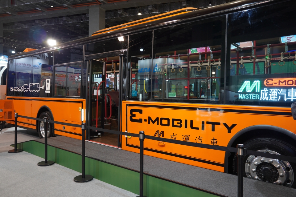 Master Transportation Bus` EV bus showcased at 2035 E-Mobility Taiwan. Photo Credit: CENS