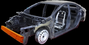中钢MS1300应用于车体保险杆内铁示意图。中钢／提供
