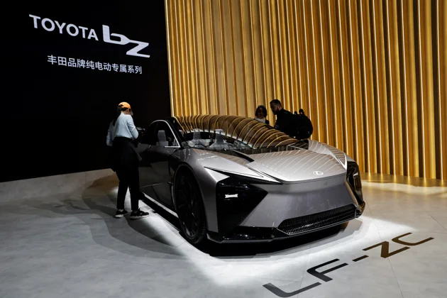 日本豐田汽車旗下的Lexus LF-ZC電動車，上個月在北京國際車展上展示。 路透