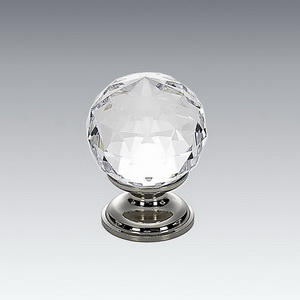 Crystal Knob with Brass Base