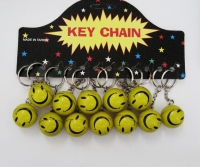 28MM SLIDING BALL KEYRING (YELLOW SMILEY FACE) 