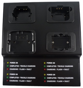 FOUR-STATION TRI-CHEMISTRY RAPID BATTERY CHARGER WITH MICROPROCESSOR / IC CONTROL