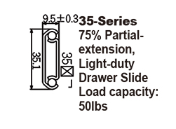 3563 Light-duty 3/4 Extension Ball Bearing Drawer Slides