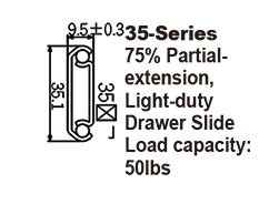 3577 Light-duty 3/4 Hydraulic-extension Ball Bearing Drawer Slides ,  Light-duty Slide