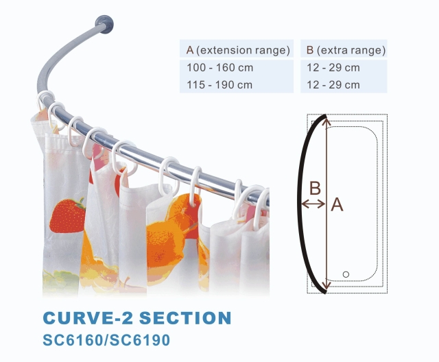 Curve shower curtain rod