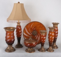 bathroom goods 1. Candle holder 2. Décor dish 3. Jewel box 4. Table lamp 5. Vase