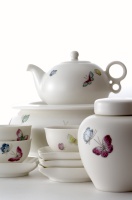 White Suet Glaze Tea Making set