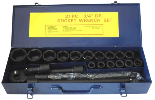 22 PC 3/4” DR. SOCKET WRENCH SET CR-V 6POINT (MM)