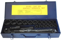 22 PC 3/4” DR. SOCKET WRENCH SET CR-V 6POINT (MM)