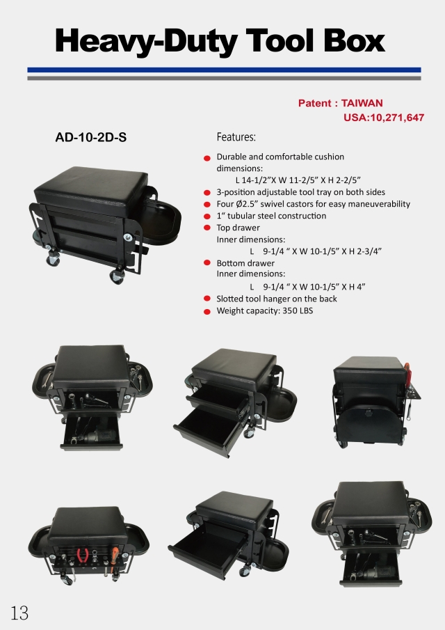 Heavy-Duty Tool Box Creeper Seat