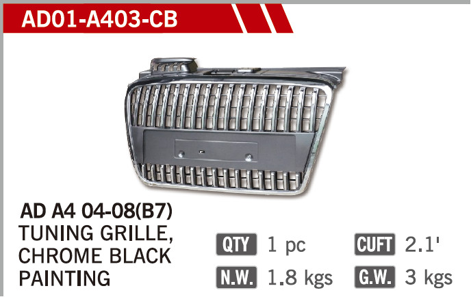 Car Grille for Audi A4-CHROME+BLACK PAINTING