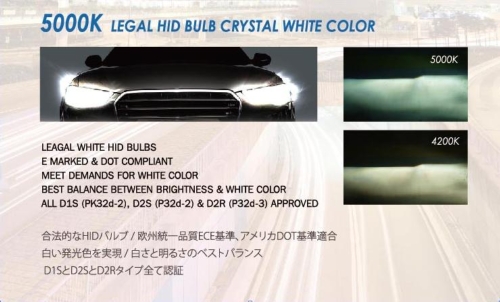 5000K LEGAL HID BULB CRYSTAL WHITE COLOR