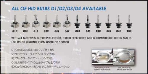 OE HID BULBS D1 D2 D3 D4