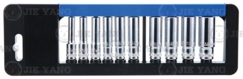 Deep socket set with holder