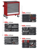 大型8抽工具车附五抽工具组