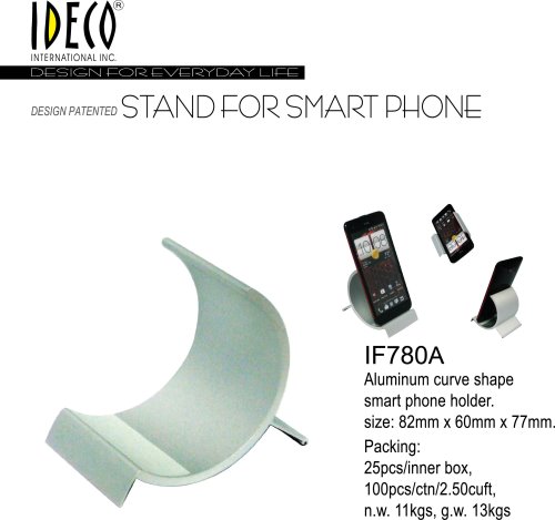 Aluminum curve shape smart phone holder.