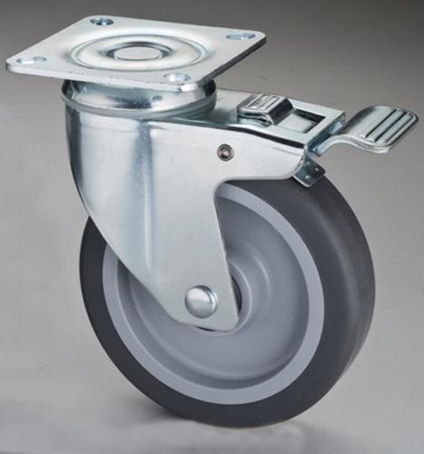 515 Dual-brake TPR Caster with Top Plate & Pedal