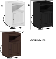 SIDE STORAGE TABLE W/ OUTLET