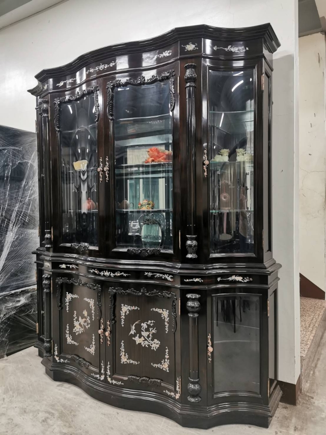 Ebony French Inlaid Wine Cabinet (W 5'8)