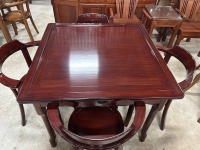 Mahogany Mahjong Table And Chair Ensemble