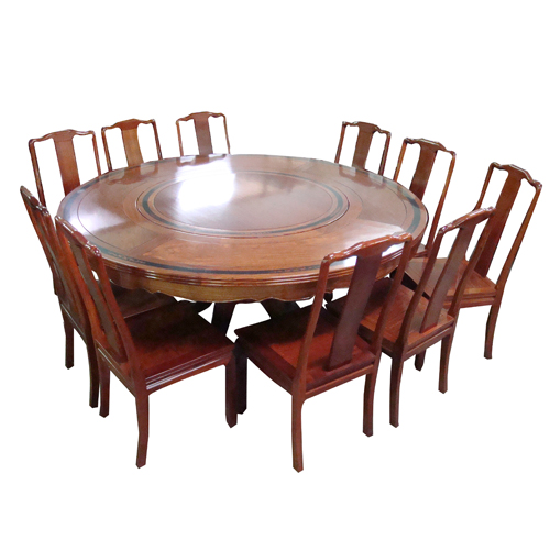 Round Mahogany Dining Room Ensemble