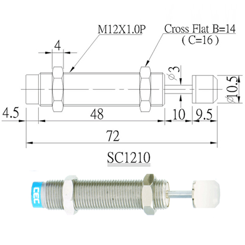 SC series: Non-adjustable, self compensation type shock absorbers.