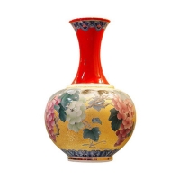 China Red Porcelain W/Painting