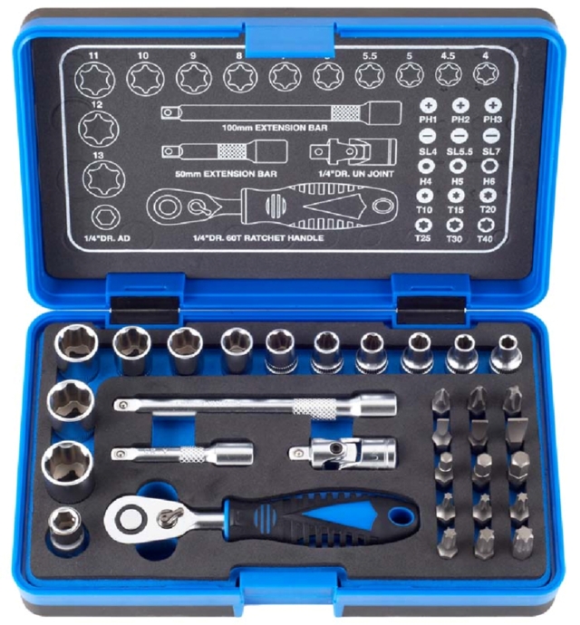 套筒起子組 32pcs 1/4”Dr. 60T Super Lock Socket And Bit Set