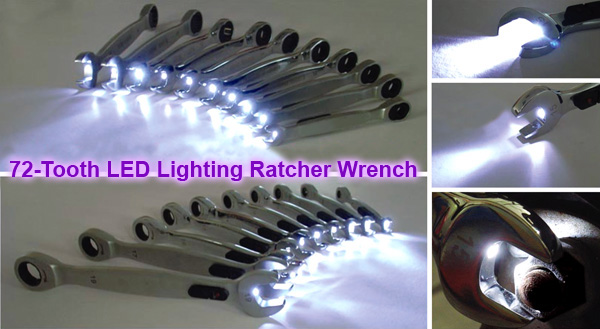Ratchet Wrenches W/LEDs (Red) - 7PCS