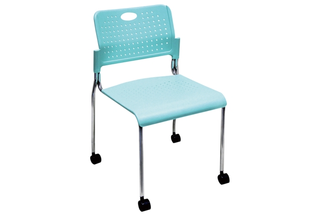 Plastic Stacking Chair With Casters & Armrest