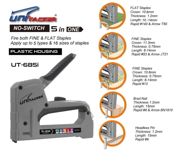 5 in 1 plastic housing staple gun tacker