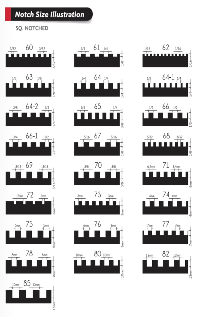 Notch Size- SQ-Notched