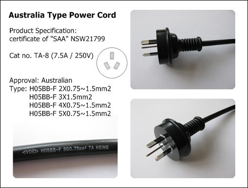 Australia Type Power Cord (TA-8)