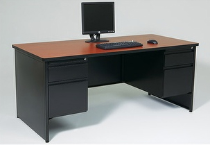 Full End Panel Desk w/ Double Pedestal