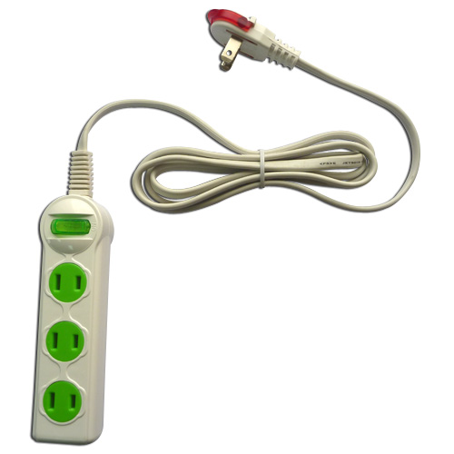 Household power strip (1-switch, 3-socket, 6ft)