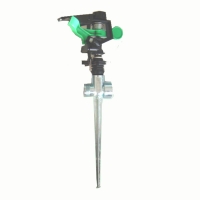 Plastic pulsating sprinkler with zinc alloy two way spike

