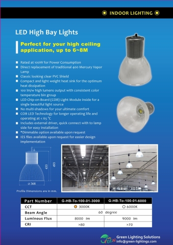 100W COB LED HIGH BAY LIGHT